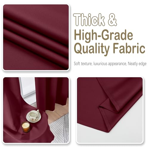 Image of Christmas Burgundy Blackout Curtains for Bedroom 63 Inch Length 2 Panels Set, Nursery Thermal Insulated Energy Saving Rod Pocket Window Treatment Curtains Blackout Drapes, 2x40Wx54L Inches