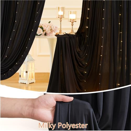 Cortinas Telón Negro con Luces 10x10 ft para Foto miniatura 5