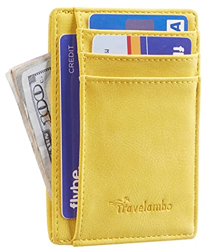 Image of Travelambo Slim Wallet Front Pocket Minimalist Leather RFID Blocking Medium Size