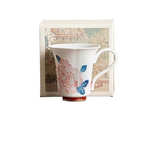 手描き金彩牡丹コーヒーカップ&ソーサーセット 現代シンプルスタイル 高い美しさ 陶器のカップ 水差し オフィス・家庭用 屋内外兼用