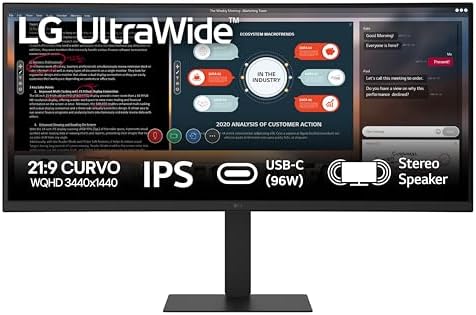 LG 34U650A UltraWide Monitor 21:9 Curved 34" WQHD (3440x1440), IPS, HDR 10, sRGB 99%, Stereo Speaker 14W, USB-C USB Hub, Adjustable Stand, Black