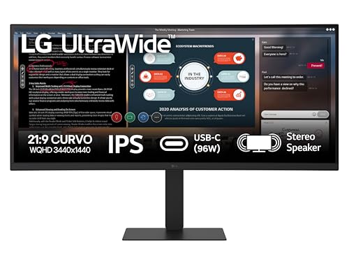 LG 34U650A Monitor UltraWide 21:9 Curvo 34' WQHD (3440x1440), IPS, HDR 10, sRGB 99%, Speaker Stereo 14W, USB-C Hub USB, Stand regolabile, Nero