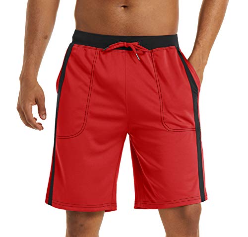 Image of Men's Workout Running Shorts Lightweight Basketball Mesh Shorts Breathable Drawstring Shorts