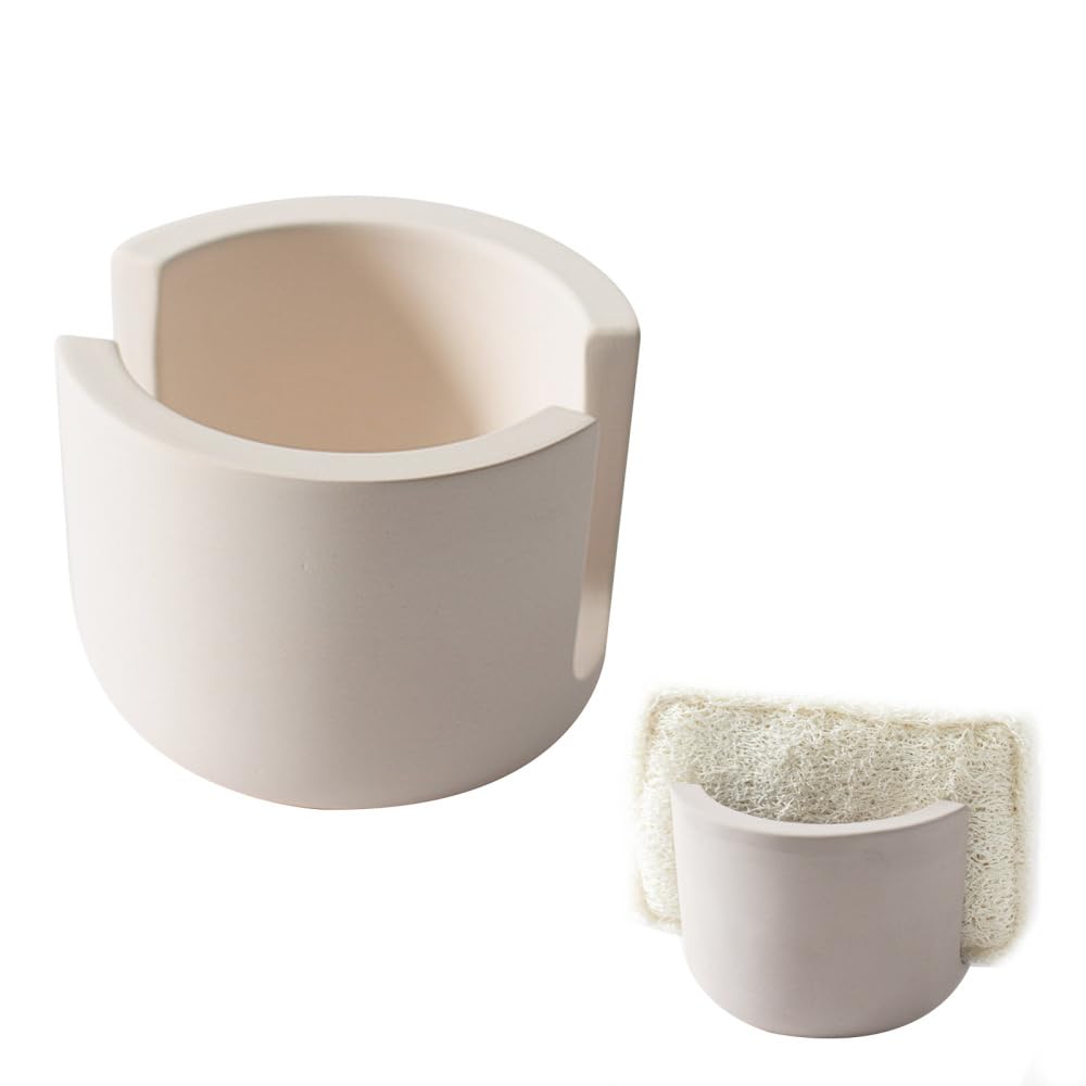 Dongker Beige S Diatomite Sponge Holder,Quick Dry Dish Soap Sponge Organizer,Water Absorbing Sink Stone Drying Caddy For Kitchen Bathroom Sink