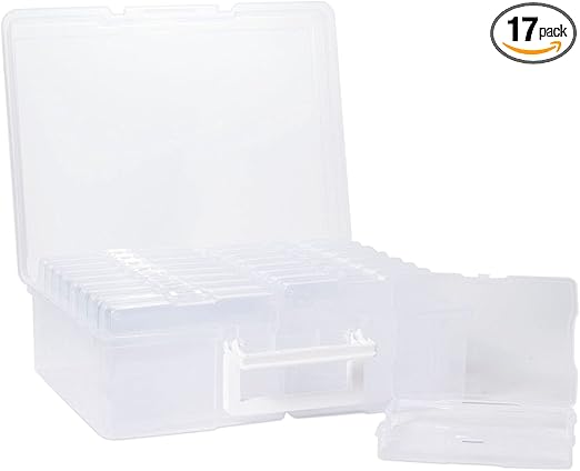 Bright Creations Clear Photo Storage Box, 1 Container for 4x6 Inch Pictures with 16 Inner Cases (17 Pieces) - Photo Boxes Storage - Scrapbook Supplies
