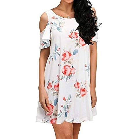Find - Vestido de Verano para Mujer con Mangas con Volantes y Bolsillo Cover