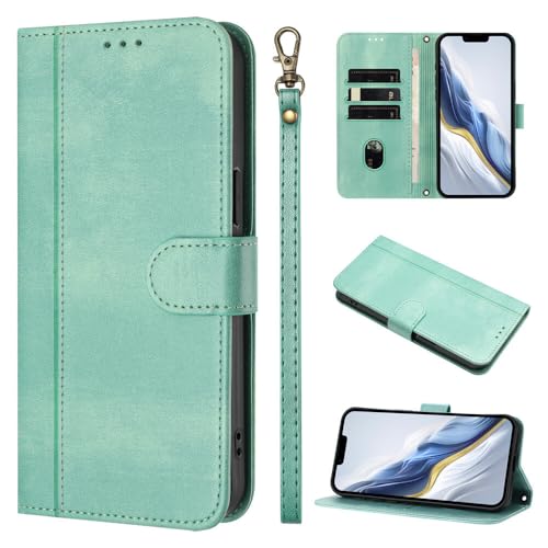 Étui portefeuille Samsung S22 vert menthe protection intégrale cuir aimanté