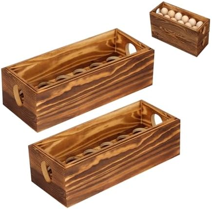 Wooden Crate for 24 Fresh Eggs, Stackable Holder Countertop With ...