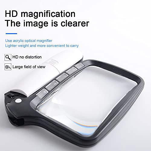 Vergrootglas Met 5 LED-lampjes - 3X Handheld Rechthoekig Vergrootglas,108x63 Mm Grote High-definition Acryllens… - Image 4