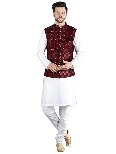 Image of Uri and MacKenzie Men's Silk Blend Kurta Pajama with Designer Ethnic Nehru Jacket /Modi Jacket