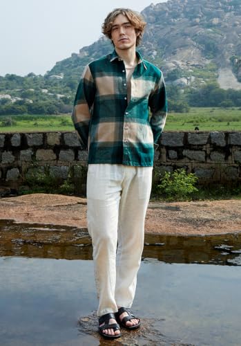 CAHOOT Men's Green Checkered Oversized Fit Full Sleeve Casual Shirt | Relaxed oversized fit in a breathable green check weave - Image 5