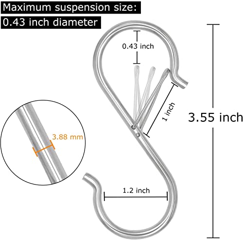 8 Pack Heavy Duty S Hooks Stainless Steel S Shaped Hooks Hanging Hangers For Kitchenware Spoons Pans Pots Utensils Clothes Bags Towers Tools Plants Heavy Duty Rustproof Safety Buckle Design (Silver) #TOP2