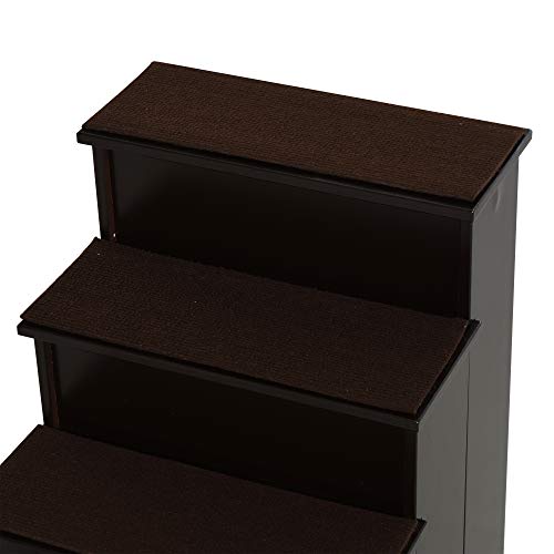 PawHut Haustiertreppe 4-stufige Hundetreppe Katzentreppe Einstiegshilfe mit Rutschfester Matte Haustierleiter für Auto Bett Sofa Dunkelbraun 40 x 59 x 54,2 cm