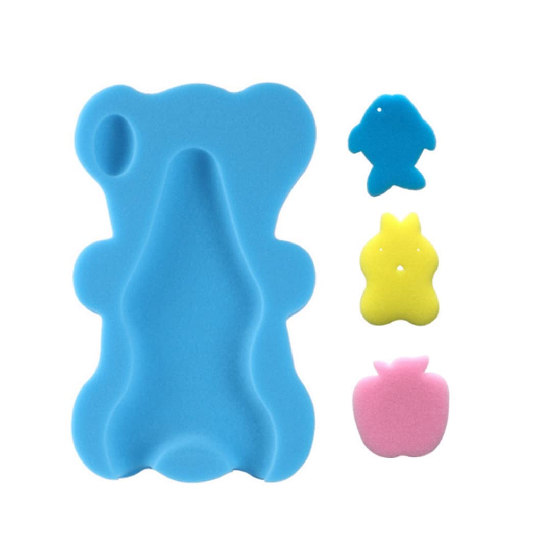 Nopeilvi Blue Comfy Infant Bath Sponge For Age 1 To 3 Years - Skid Proof Newborn Bath Cushion (Blue)