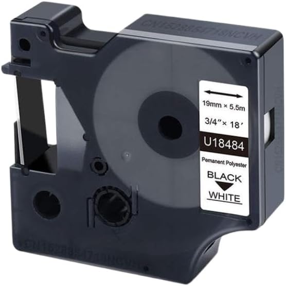 1PK 18483 Compatible with 12mm Tape Permanent Polyester Label for 4200 5200 5000 6000 Industrial Label Maker(24mm Black on White)