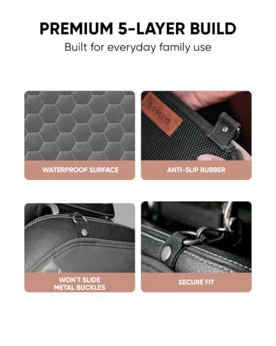 Image of Owleys Kick Mat Back Seat Protector - Car Back Seat Cover for Kids Feet - Waterproof & Sturdy Protector for Upholstery from Dirt, Mud, Scratches and Stain (Gray Set)