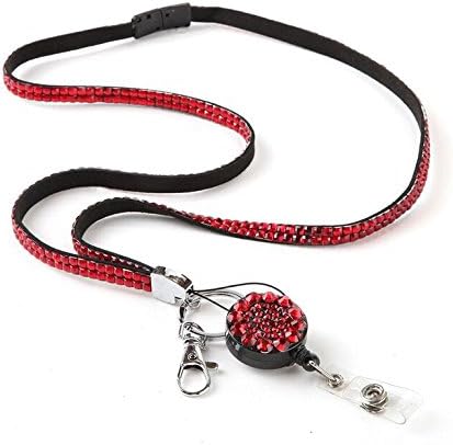Red Bling Lanyard w/ Badge Reel & Attachments