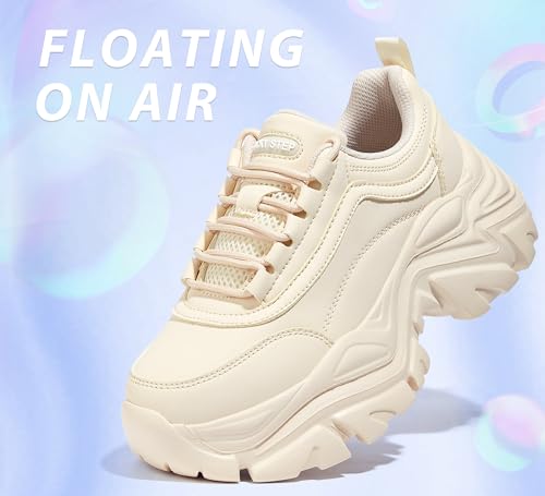 LUCKY STEP Chunky Turnschuhe für Damen, modische Plateau-Lässige Schuhe, Bequeme Keilabsatz Sneaker – Bild 4