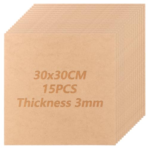 JMIATRY 15 placas A4 de MDF de 300 x 300 x 3 mm, para manualidades, placa de madera para láser, enrutador CNC, modelado, calado