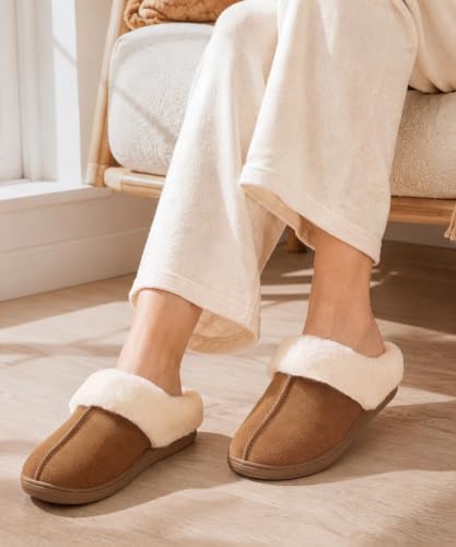 Image of Evshine Women's Memory Foam Fuzzy Slippers Cozy House Shoes