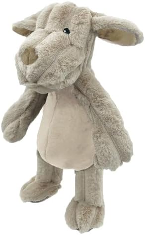 Pet Lou Farm Friends Dog, 16-inches Height, Mist Beige, Squeak Toy, Plush, Pet Toys and Supplies