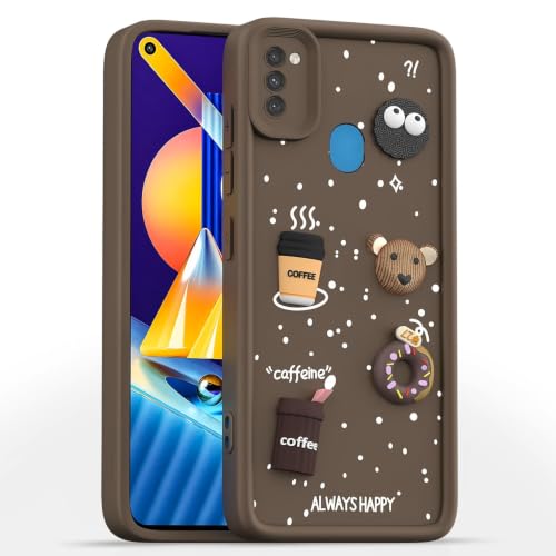 Image of Bintage Back Cover Compatible for Samsung A11 / M11 | Cute Fun Ball | 3D Taddy Smiley Coffee | Milk Case | Full Body Protection - Brown