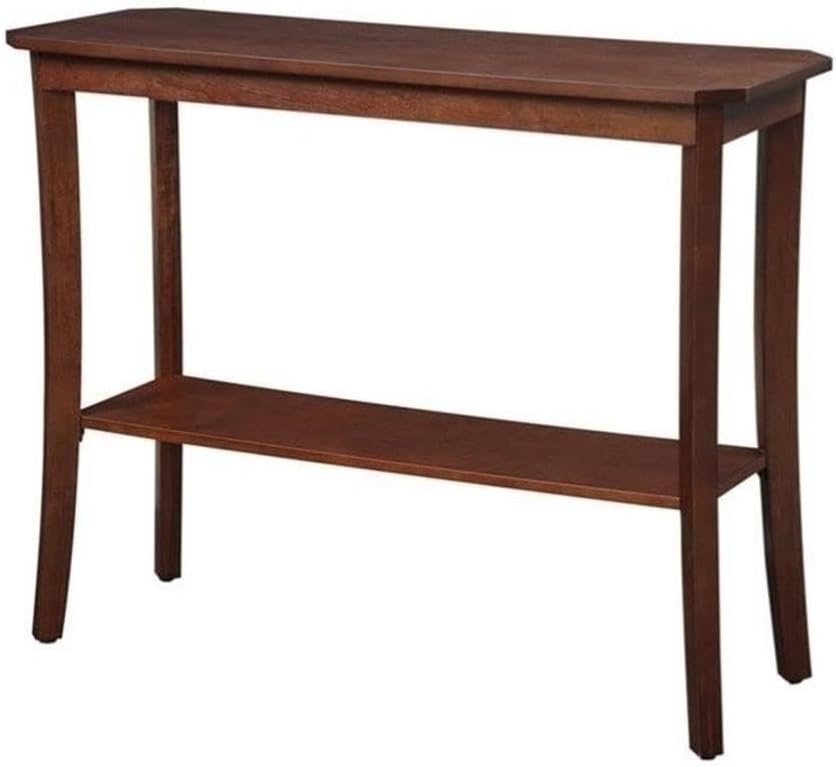 Pemberly Row Wood Console Table, 30" H x 38" W x 14" D, Mahogany Finish, Bottom Shelf, Versatile Storage, Classic Design for Entryway or Living Room Decor