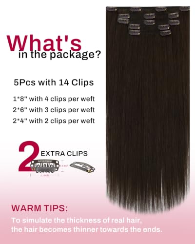 Image of Moresoo Real Human Hair Clip in Extensions Ash Brown Seamless 14 inch 80g