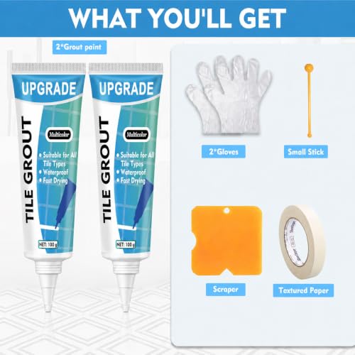 Kit de Reparación de Lechada para Baldosas, Pack de 2 Pintura para Lechada para Baño, Ducha, Cocina, Piso miniatura 5