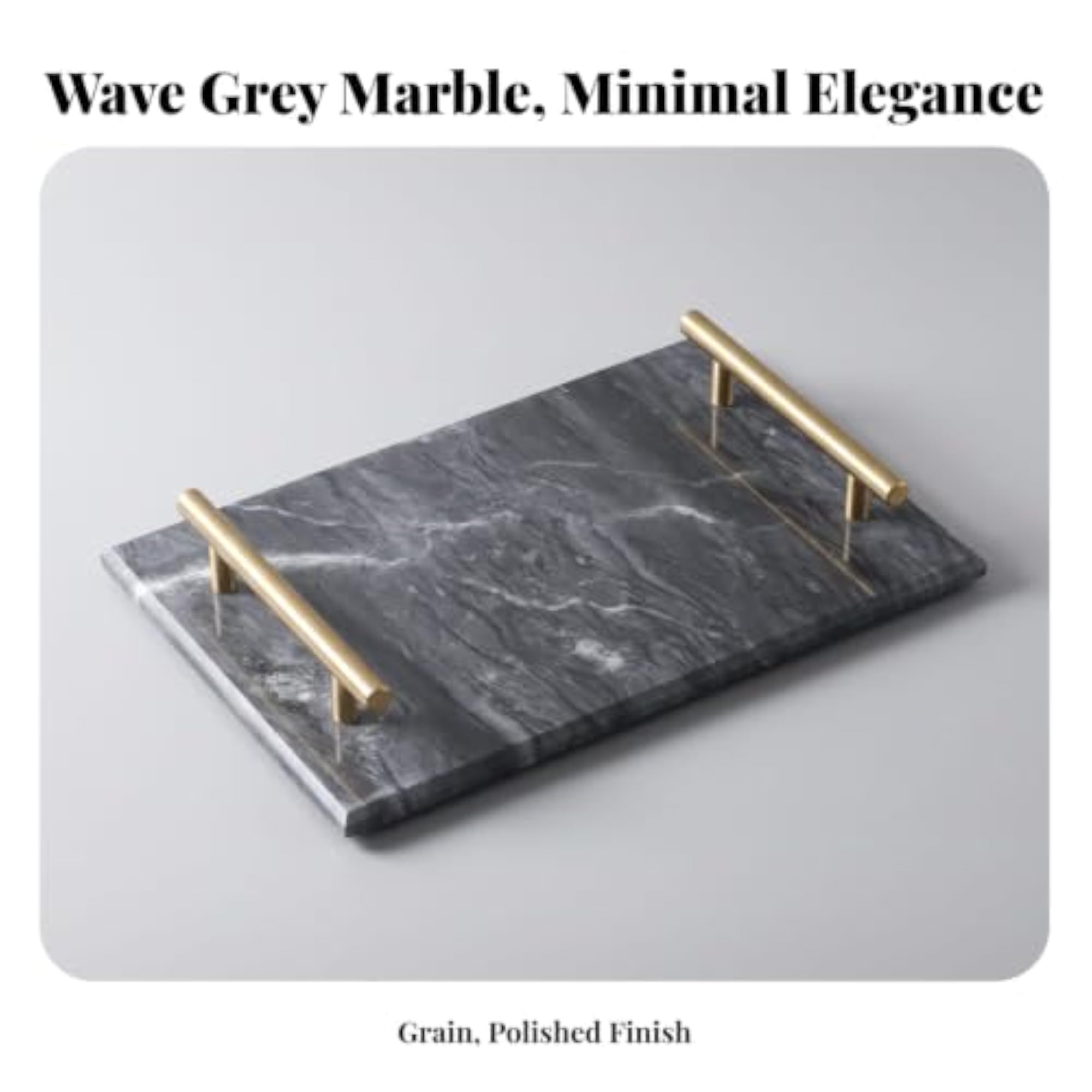 Premium Marble Tray with Gold Handles, Elegant Rectangular Design