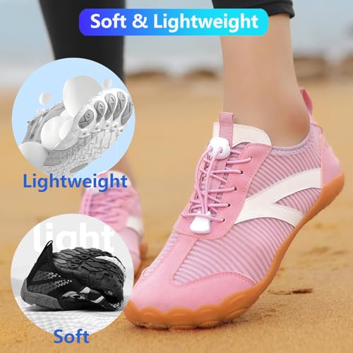 Image of Beach Water Shoes for Women Men Quick Dry Non-Slip Wide Toe Hike Barefoot Footwear for Beach Pool Aqua Swim Surf Walk