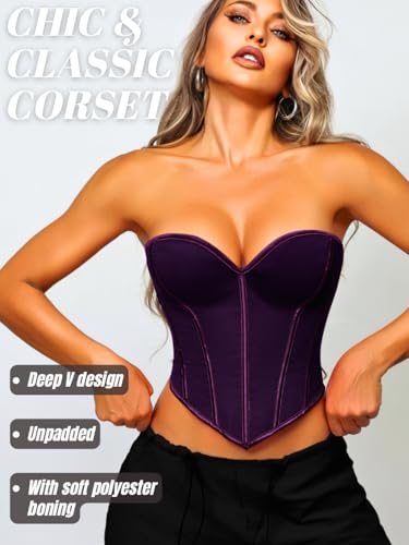 Image of ChiaoLezhee Heart Corset Top For Women, Sexy Concert Outfits Going Out, Strapless Crop Top, Overbust Bustier