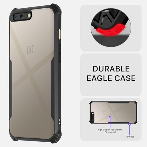Image of Outlouders Back Cover for OnePlus 5 | Ultra Hybrid Transparent | Full Camera Protection | Raised Edge | Crystal Clear Bumper Case (Black)