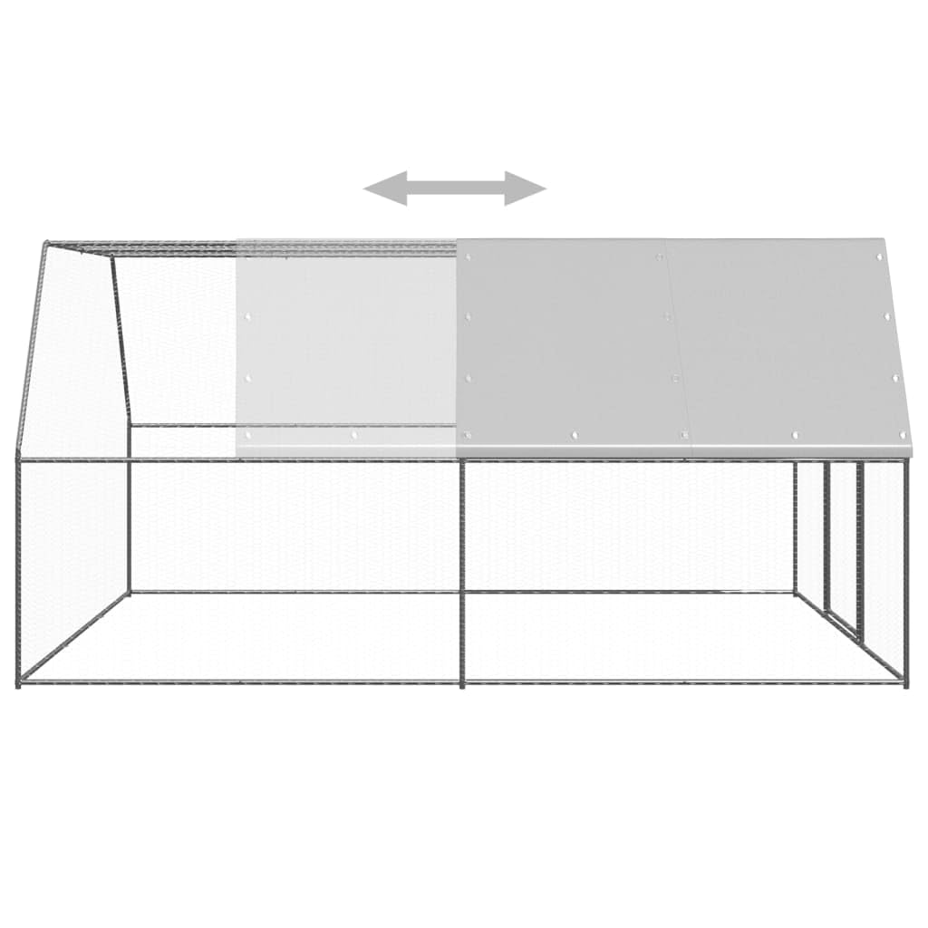 Jaula para pollos al aire libre, 3 x 4 x 2 m, acero galvanizado, jaula para gallinas, conejos, gansos, palomas y codornices, color plateado y gris plateado