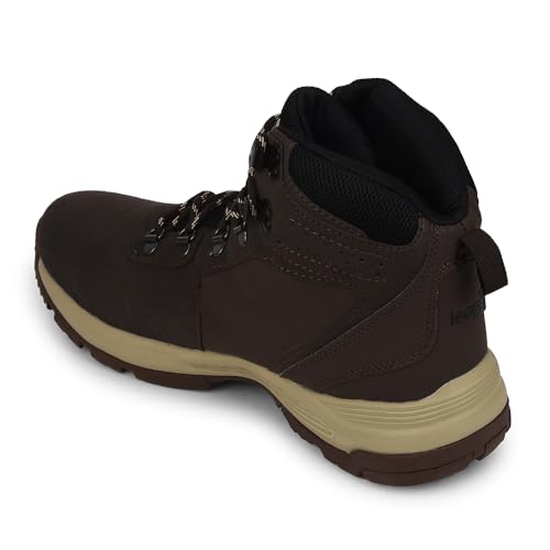 Image of Liberty Leap7x Platinum-E Men Sports High Ankle Trekking Shoes - Black & Brown | Comfortable and Durable | Suitable for Walking, Running, Outdoor and Hiking Footwear for Man | Cushioned Footbed