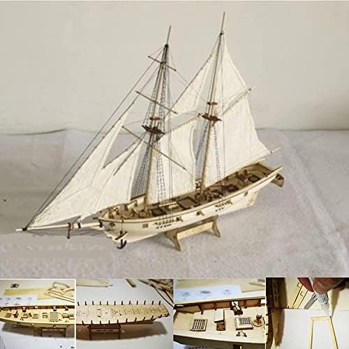 Yedaoiu Wooden Assembled Sailing Ship Model Kit DIY Model Decoration Boat Western Classical Sailing Model Toy Home Office Decoration Gifts for Kids And Adults,Brown