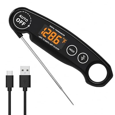 Instant Read Food Thermometer Rechargeable Meat Thermometer Digital Kitchen Thermometer - Fast & Accurate Food Thermometer for Cooking, Grill Thermometer, Birthday Gift for Husband, Dad, Men
