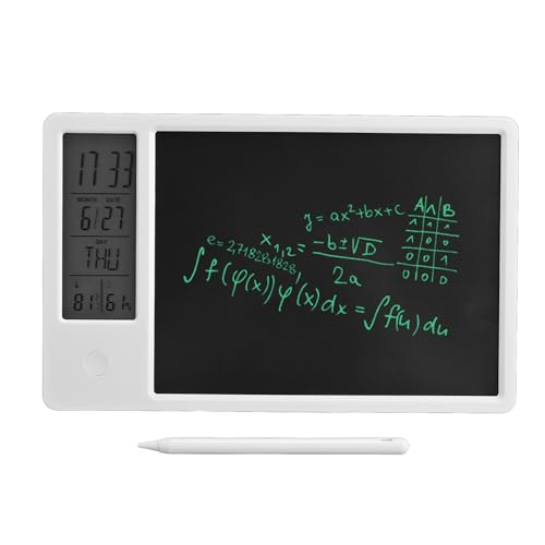 Dilwe Tableta de Dibujo Electrónica, Tableta de Escritura LCD Recargable con Reloj Digital para Oficina, Negocio, Hogar, 10 Pulgadas, Azul (White)