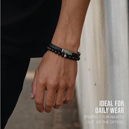 Luxar Men’S Black Onyx Stone Bead Bracelets thumb #5