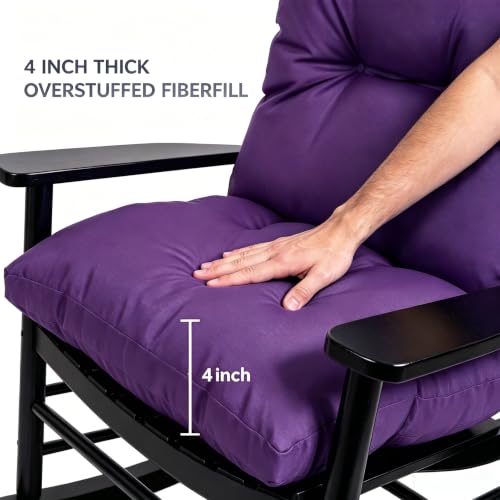 Image of QILLOWAY Tufted Outdoor Chair Cushion Set of 2, Waterproof 43x20x4 Inch Non Slip Replacement Pad for Wicker Lounge Patio Furniture, Purple