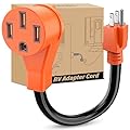 Nilight RV Power Adapter Cord 15 Amp to 50 Amp 110V Pure Copper Heavy Duty Dog Bone Plug 10 Gauge Wire 5-15P to 14-50R 15M/50F Weatherproof Cord for RV Camper Caravan Van Trailer