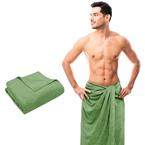 Image of Sassoon Venir Microfiber 1 Piece Men Bath Towel 450 GSM (80x160cm, Green Color) Ultra Soft Material, Towel for Daily use