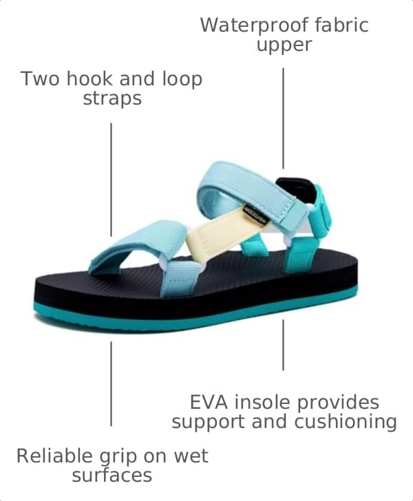 Image of WateLves Kids Sandals Boys Girls Lightweight Non-slip Athletic Sandals with Adjustable Webbing for Hiking Walking Beach Water Sports