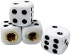 4pcsSet Universal Vehicle Wheel Stem Tyre Air Valve Stem Caps Dice Shape Universal Stem Covers for Cars, SUVs, Bike, Trucks White