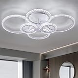 Acryl Ring Kronleuchter, Moderne LED Deckenleuchte, Metall Weiße Lampe Geometrisches Design Unterputzleuchte für Zuhause Wohnzimmer Küche Schlafzimmer (6-Ringe Kühles Weiß)