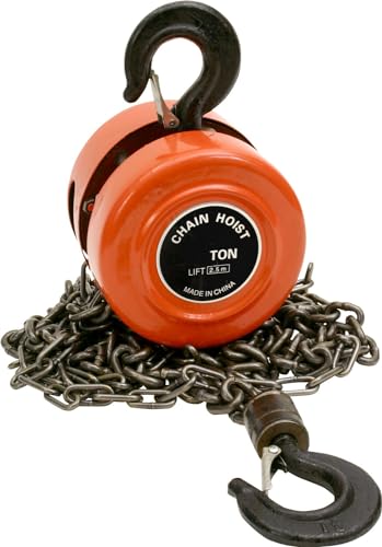 Tool Essentials 1 Ton Max Chain Hoist All Metal Construction Heavy Duty Hooks and Chain Included