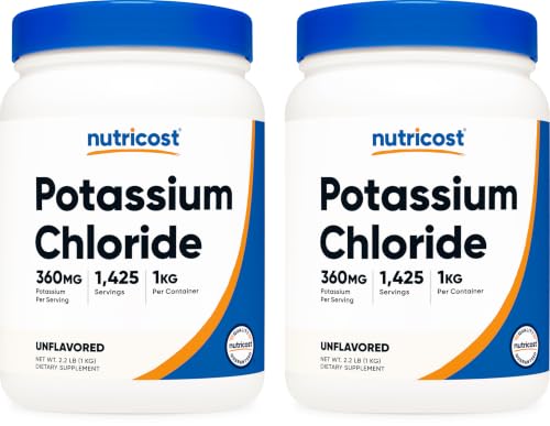 Image of Nutricost Potassium Chloride Powder 1kg - Gluten Free, Non-GMO (Pack of 2)