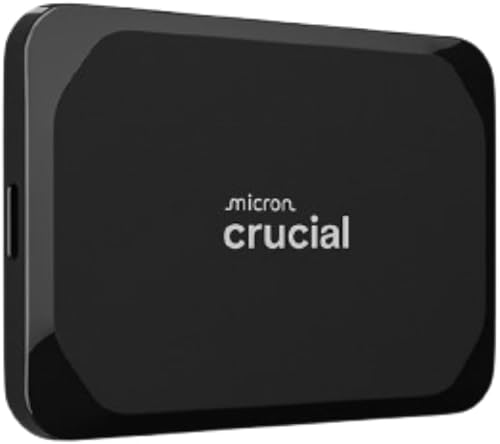 Crucial X9 SSD portátil de 1 TB, hasta 1050 MB/s, USB 3.2 USB-C, unidad externa de estado sólido, compatible con Windows, Mac y Android,