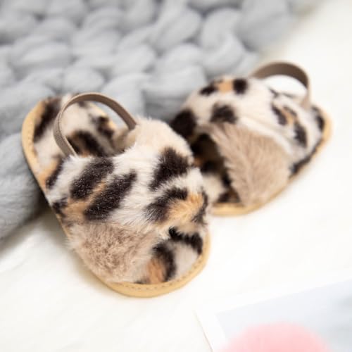 Infant Baby Boys Girls Fluffy Fuzzy Slippers Open Toe House Home Slippers Slides With Strap Little Kids Slip-on Shoes4