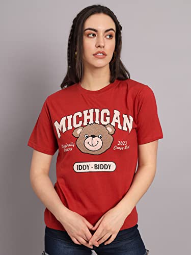 Image of THE DRY STATE Womens Cotton Half Sleeve Round Neck Tshirt